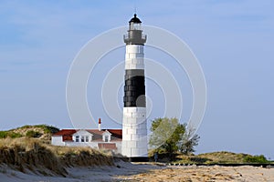 Big Sable Point Lighthouse in dunes, built in 1867