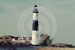 Big Sable Point Lighthouse in dunes, built in 1867