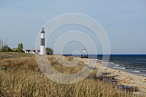 Big Sable Point Lighthouse in dunes, built in 1867