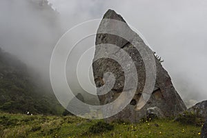 A big sacred ancient monolith to colombian musica indigenous culture photo