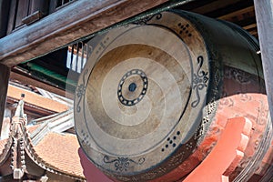 Big sacred drum at The Temple of Literature Van Mieu, the first national university in Hanoi