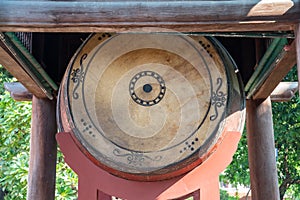 Big sacred drum at The Temple of Literature Van Mieu, the first national university in Hanoi