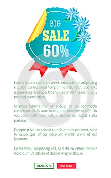 Big Sale 60 Off Round Advert Label on Web Poster