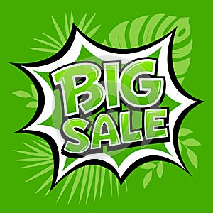 Big sale banner green message template design