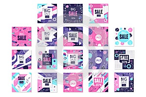 Big sale banners set, bright discount and promotion labels with sale offers, advertising elements vector Illustrations