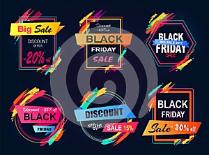 Big Sale Black Friday Stickers Vector Illustration
