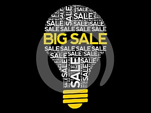 BIG SALE bulb word cloud collage