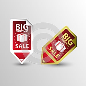 Big Sale Christmas rectangle Sticker tags. Vector