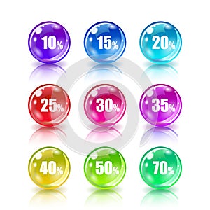 Big Sale Colorful Bubbles Website Banner Design. Discount Balls Ad Template