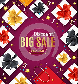 Big Sale Concept Banner Card with Realistic 3d Detailed Elements. Vector