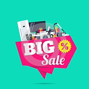 Big sale electronics household appliances banner design