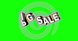 Big sale, graphic element. Flash banner with 3D text design. 4k animation. Concept of sales shopping social media