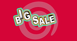 Big sale, graphic element. Flash banner with 3D text design. 4k animation. Concept of sales shopping social media