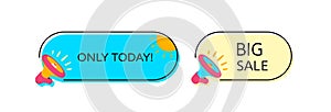 Big sale. Megaphone with bubble speech. Concept for promotion and advertising. Sticker for best stock sales. Vector illustration