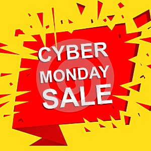 Big sale poster with CYBER MONDAY SALE text. Advertising vector banner