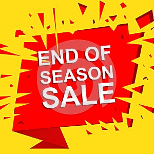 Big sale poster with END OF SEASON SALE text. Advertising vector banner