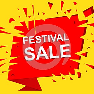 Big sale poster with FESTIVAL SALE text. Advertising vector banner
