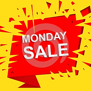 Big sale poster with MONDAY SALE text. Advertising vector banner