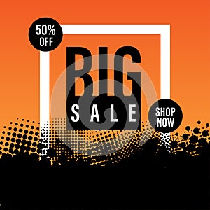 Big sale shopping promotion, discount template banner grunge style
