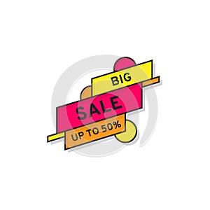 Big sale sticker, modern flat colorful design