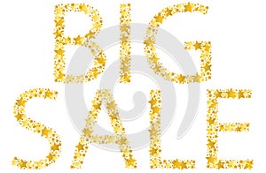 Big sale text made of gold star