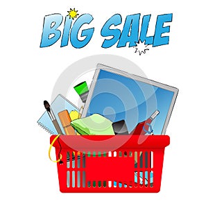 Big Sale, vector chopping card with objects