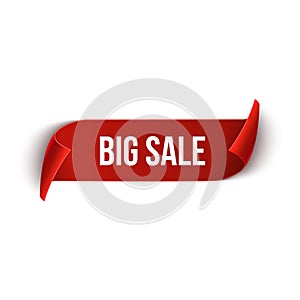 Big Sale vector ribbon design template. Banner sale tag. Market special offer discount label