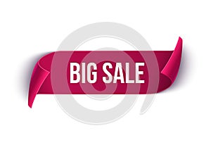 Big Sale vector ribbon design template. Banner sale tag. Market special offer discount label