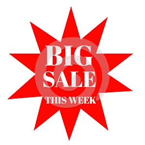 Big sale this week stickers colorful star and white letters icon 3d brand and productions advertising photo