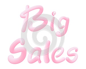 Big Sales Letters made of chewing gum for design selling poster / banner promotion . Bubble Gum text. Isolated on white background