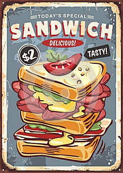 Big sandwich retro advertisement photo