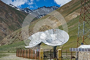 Big satellite dishes antena at Rangdum, photo