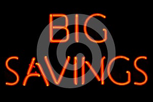 Big Savings neon sign