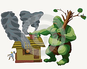 Big and scary Troll goes to visit, illustration