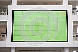 Big screen, AV monitor, in a university lobby atrium photo