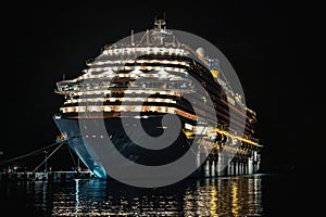 Big sea cruise liner at night