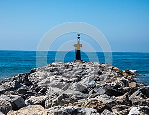 Big Sea Wave Breaker in Mediterranian sea , Mursia