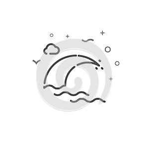 Big sea wave simple vector line icon. Symbol, pictogram, sign. Light background. Editable stroke