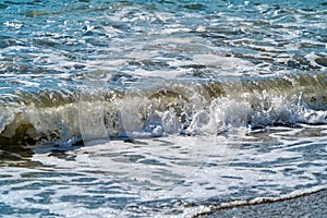 Big sea Waves with foam in beautiful Black Sea