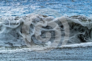 Big sea Waves with foam in beautiful Black Sea