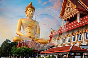 The Big Seated Buddha Statue at Wat Paknam Phasi Charoen in Bangkok, Thailand