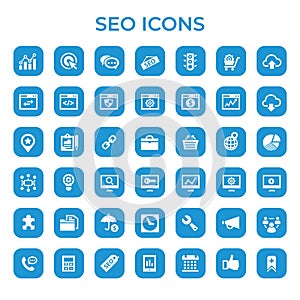 Big SEO icon set, trendy flat icons