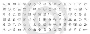 Big set of 100 Business and Finance web icons in line style. Money, bank, contact, office, payment, strategy, accounting,