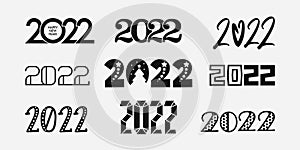 Big Set of 2022 Happy New Year logo text design. 2022 number design template. Collection of 2022 happy new year symbols