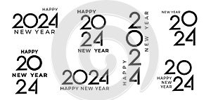 Big set 2024 new year logo text design. Selection of symbolic icons for the New Year 2024, perfect for use in calendars