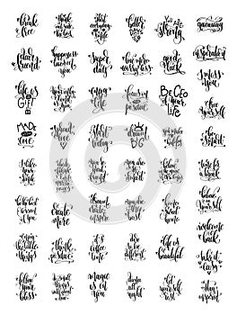 Big set of 50 hand lettering inscription