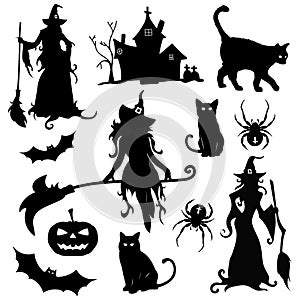 Big set of attributes for Halloween isolated