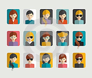 Big set of avatars profile pictures flat icons.