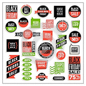 Big set of banners for black Friday and holiday sales.