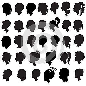 Big set of black hair styling for woman